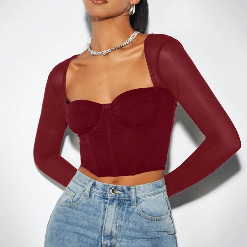 Burgundy Long Sleeve Women's Top